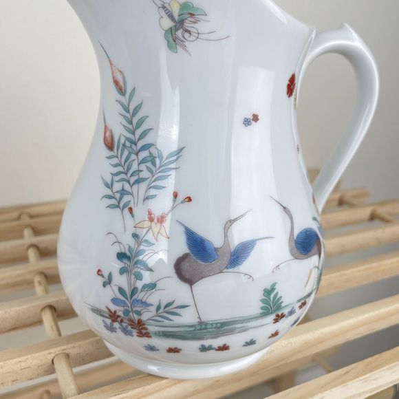 Limoges Porcelaine du Lys Royal Kakiemon Reproduction Pitcher Teacup Saucer Set - Picture 5 of 10